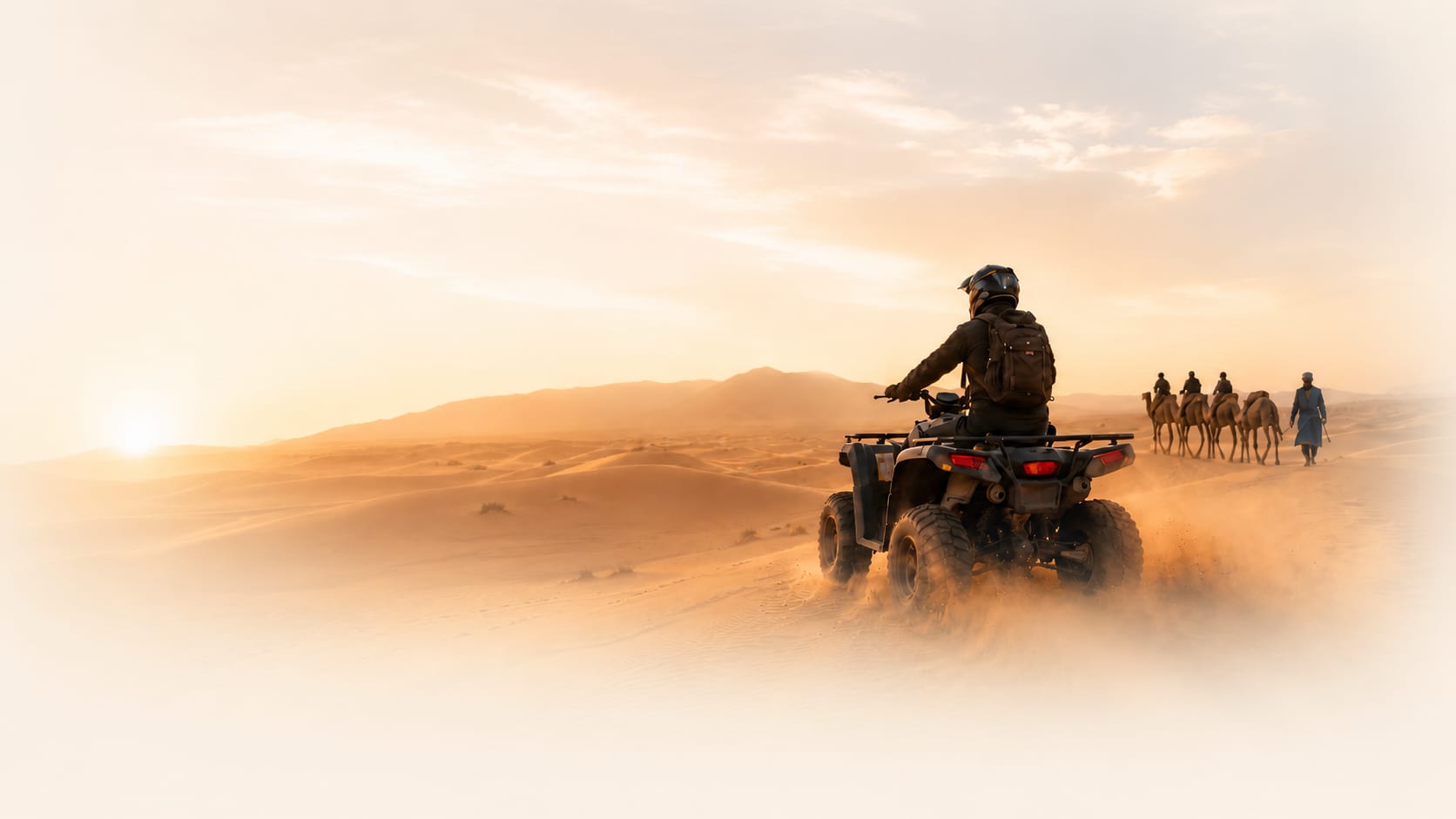 Quad biking in Agadir and camel rides across the Tamri desert at sunset.